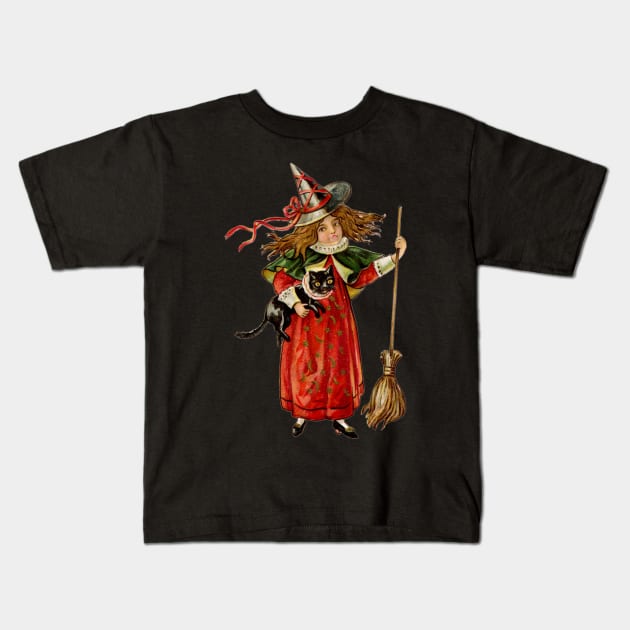 Halloween Witch and Cat Kids T-Shirt by born30